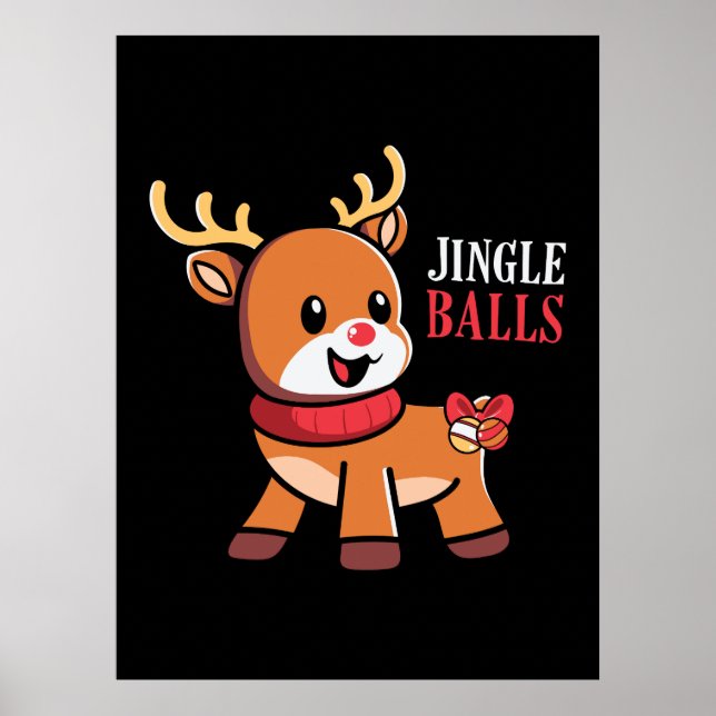 Póster Xmas Gift Jingle Balls Reindeer (Frente)