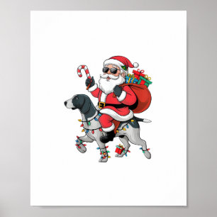 Póster Xmas iluminando a Santa Riding señalando a Navidad