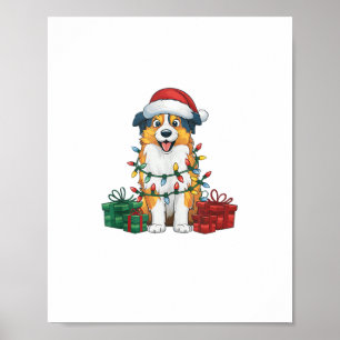 Póster Xmas Iluminando Santa Hat Pastor Australiano Ch