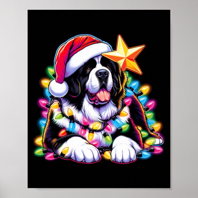 Póster Xmas Landseer Newfoundland Dog Tangled Christmas L (Frente)