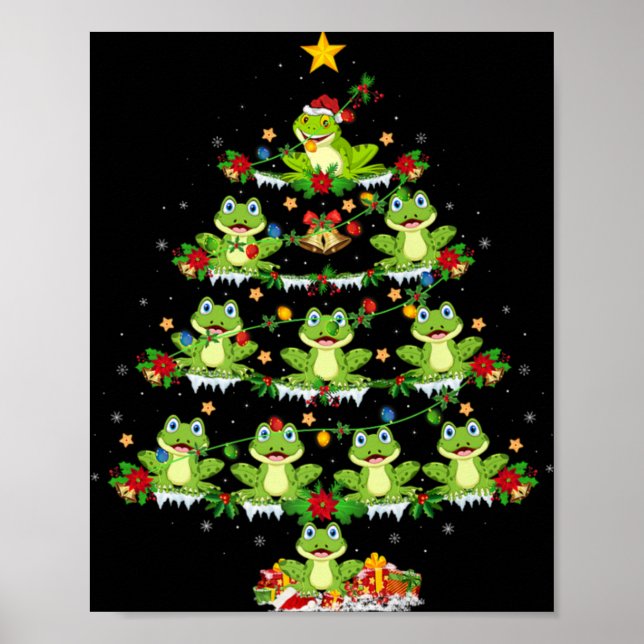 Póster Xmas Lights Santa Tree Frog Christmas Tree Premium (Frente)