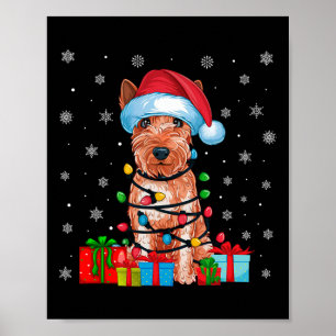 Póster Xmas Luces Santa Soft Coated Wheaten Terrier Dog