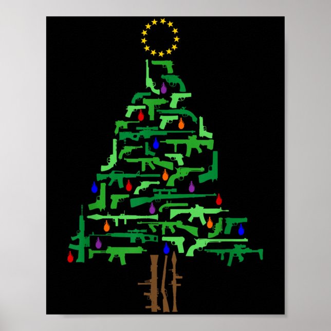 Póster Xmas Patriotic 2nd Amendment Gun Christmas Tree  (Frente)
