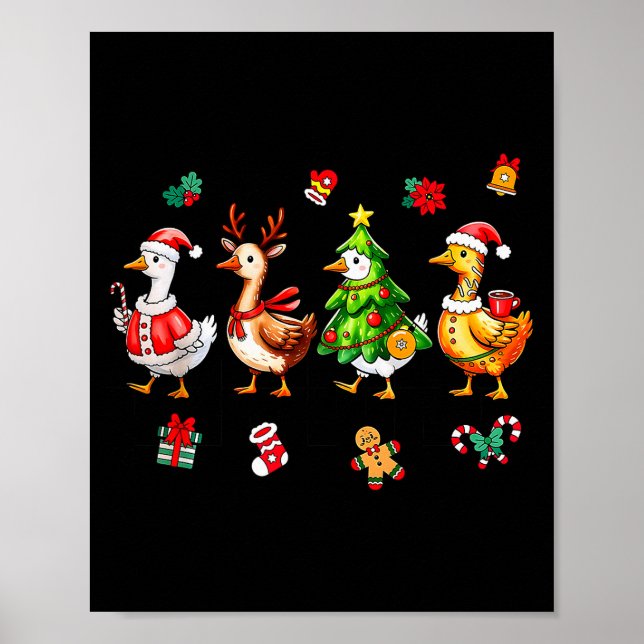 Póster Xmas Santa Gingerbread Goose Merry Christmas Men W (Frente)