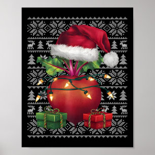 Póster Xmas Sweater Style Ugly Santa Hat Beet Christine