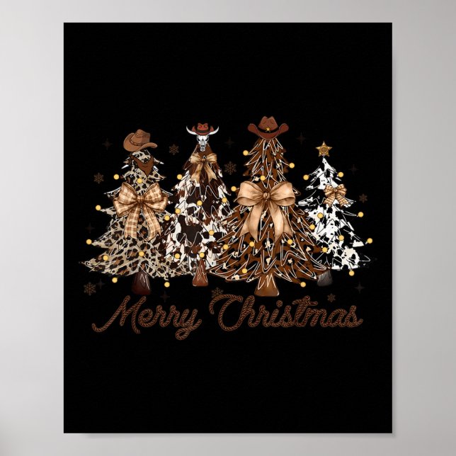 Póster Xmas Trees Cowboy Western Merry Christmas Holiday  (Frente)