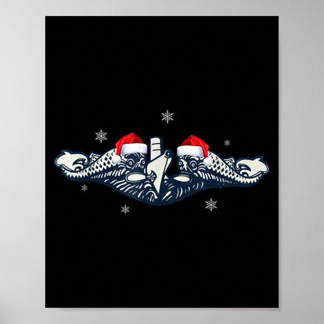 Póster Xmas Veterans Day U.s Submarine Santa Hat Christma (Frente)