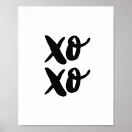 Póster XO. Día de San Valentín moderno. Blanco y negro