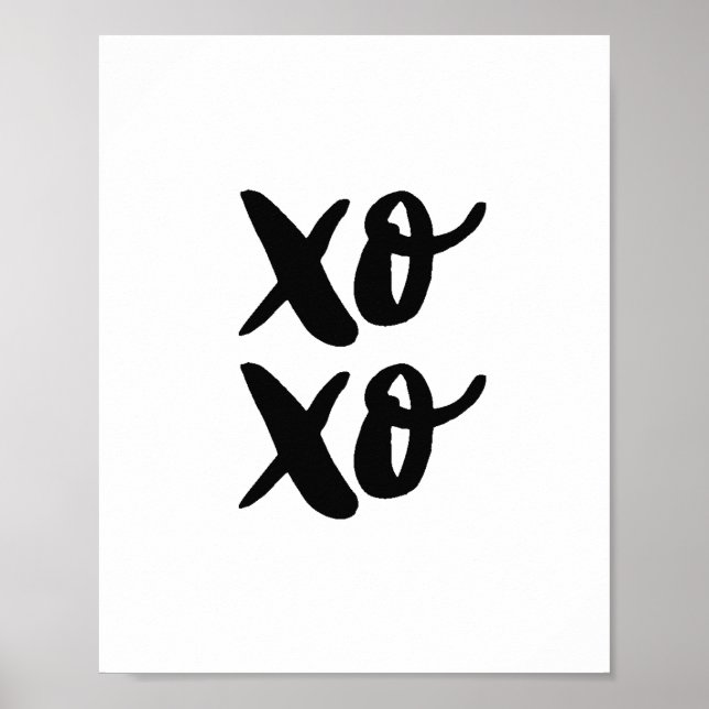 Póster XO. Día de San Valentín moderno. Blanco y negro (Frente)