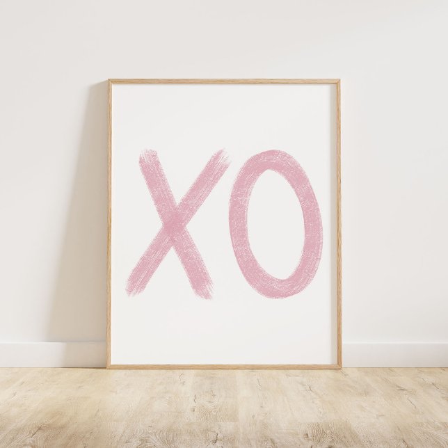 Póster XO rosa (A chalky brush style XO in pink)