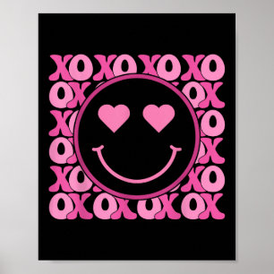 Póster Xo Sonrisa rosa Cara Cara Ojos Groovy Corazón Vale