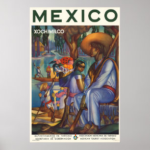 Póster Xochimilco Ciudad de México México Viajes Antiguos