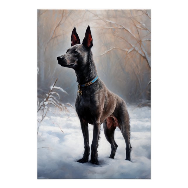 Póster Xoloitzcuintli Deja Que Nieva Navidades (Anverso)