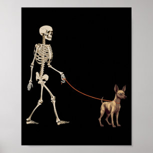Póster Xoloitzcuintli Xolo esqueleto de perro divertido c