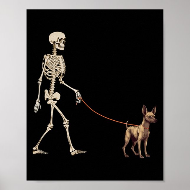 Póster Xoloitzcuintli Xolo esqueleto de perro divertido c (Frente)