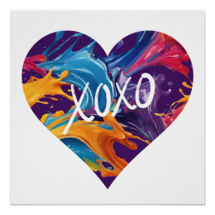 Póster XOXO-Corazón colorido