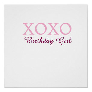 Póster Xoxo cumpleaños chica nombre rosa malva simple amo