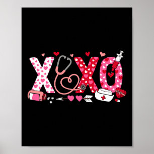 Póster Xoxo Enfermera Día de San Valentín Estetoscopio Va