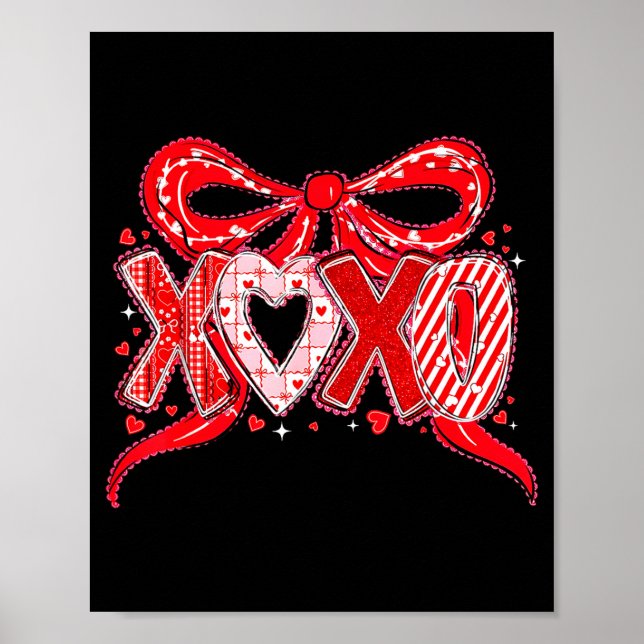 Póster Xoxo Funny Valentines Day Love Coquette Bow Checke (Frente)