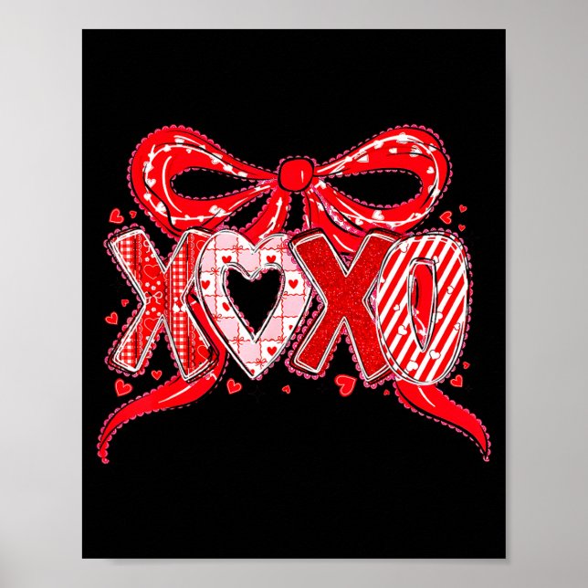 Póster Xoxo Funny Valentines Day Love Coquette Bow Checke (Frente)