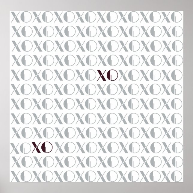 Póster XOXO gris y rojo (Frente)