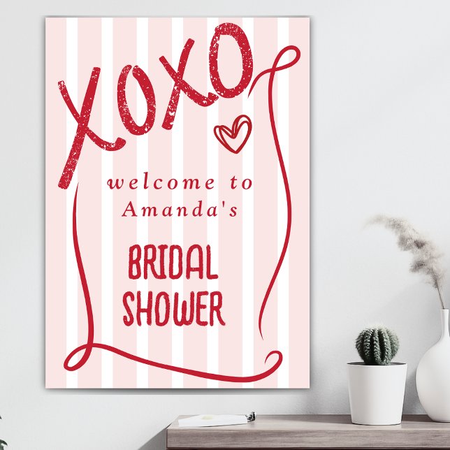 Póster XOXO Hand Drawn Pink Bridal Shower Welcome (Subido por el creador)
