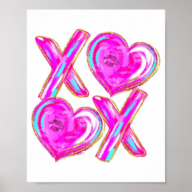 Póster Xoxo Hearts Valentine's Day Women Girls Vday  (Frente)