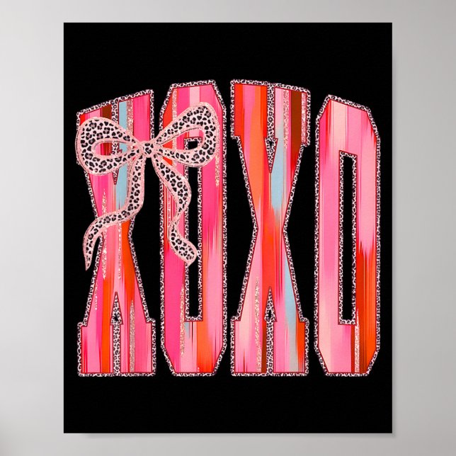 Póster Xoxo Leopard Bow Funny Valentine's Day Coquette Nk (Frente)