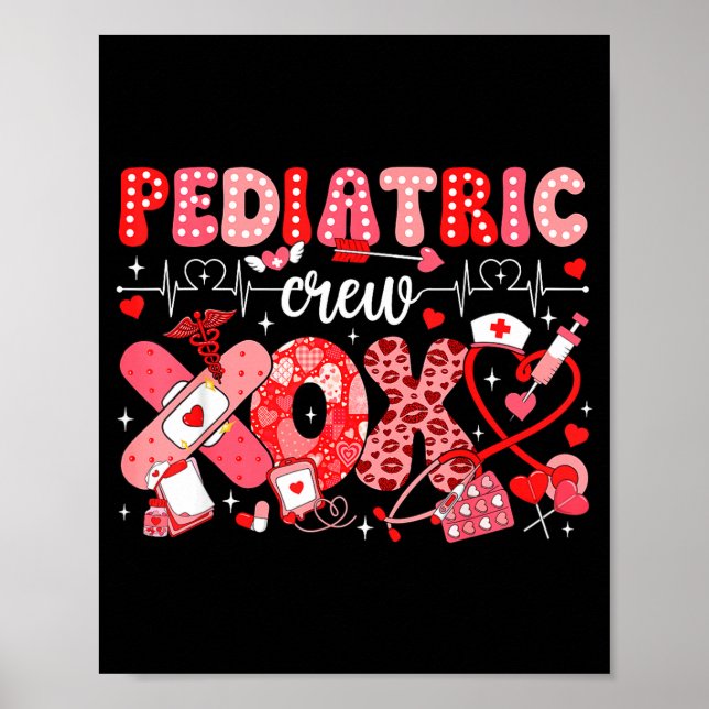 Póster Xoxo Nurse Pediatric Crew Nurse Valentine Leopard  (Frente)