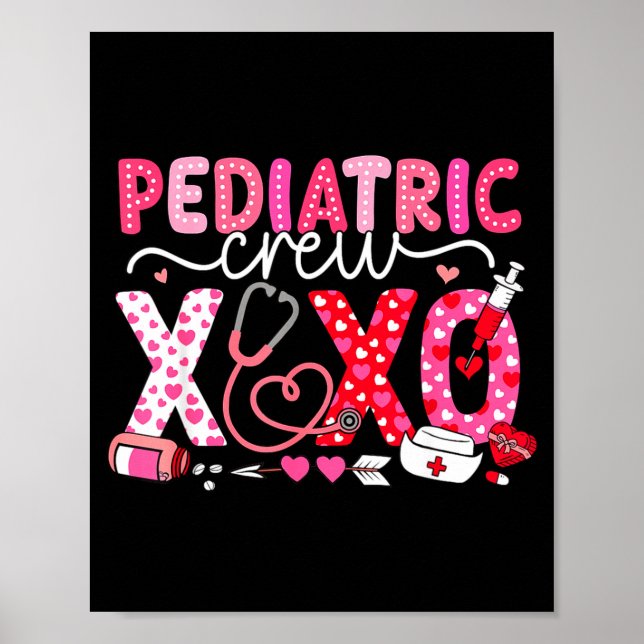 Póster Xoxo Nurse Pediatric Crew Nurse Valentine Leopard  (Frente)