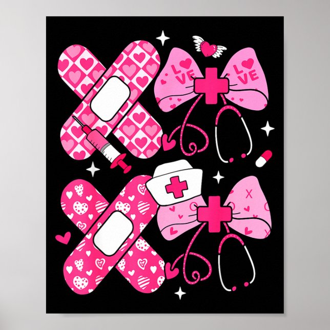 Póster Xoxo Nurse Valentines Day Stethoscope Valentine Nu (Frente)