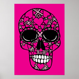 Póster XOXO para siempre - Poster de cráneo en rosa