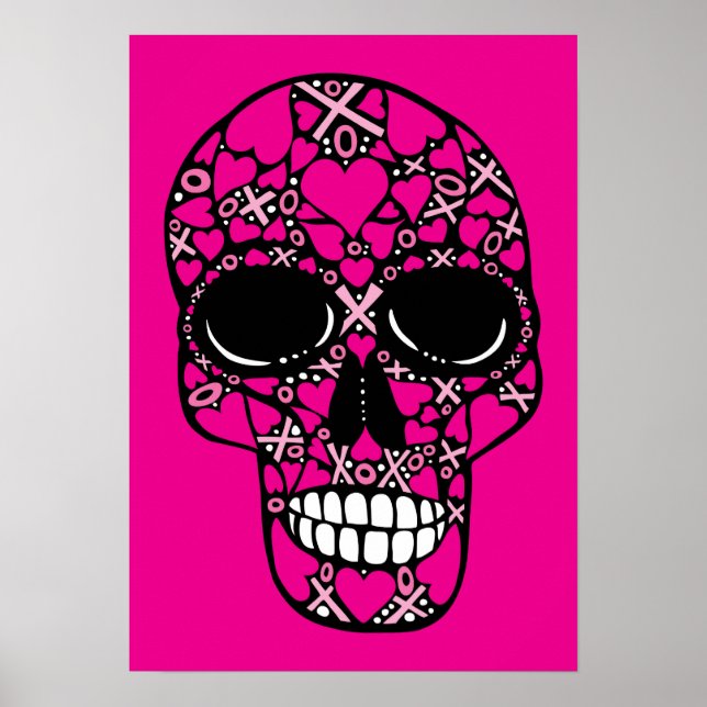 Póster XOXO para siempre - Poster de cráneo en rosa (Frente)