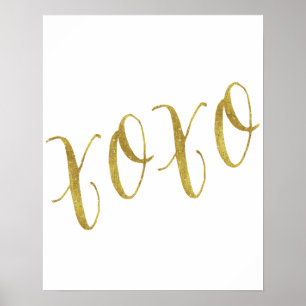 Póster XOXO Quote Faux Gold Glitter Background Template