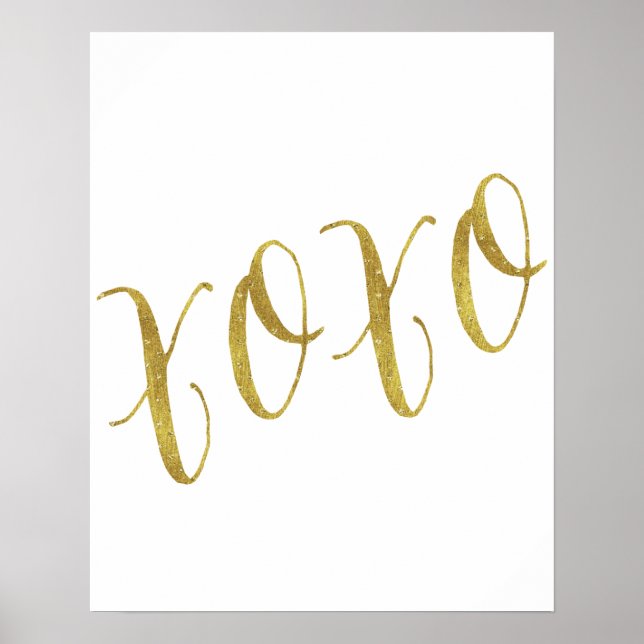 Póster XOXO Quote Faux Gold Glitter Background Template (Frente)