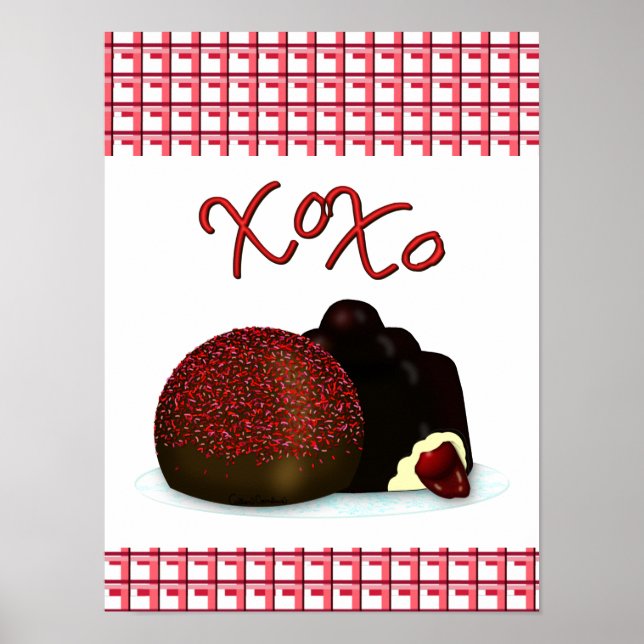 Póster XOXO Valentine Bonbon y el chocolate negro (Frente)