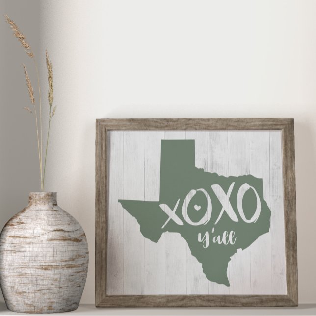 Póster XOXO, Y'all - Forma de estado de Cactus Green Texa (Subido por el creador)