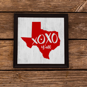 Póster XOXO, Y'all - Forma de estado de Texas roja