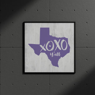 Póster XOXO, Y'all - Forma de estado Púrpura Periwinkle d