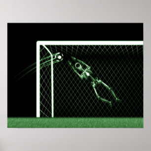PÓSTER XRAY SKELETON SOCCER GOALIE GREEN