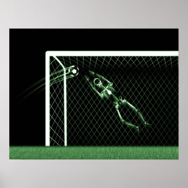 PÓSTER XRAY SKELETON SOCCER GOALIE GREEN (Frente)