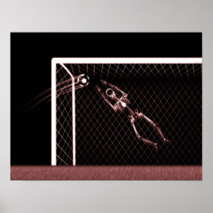PÓSTER XRAY SKELETON SOCCER GOALIE RED