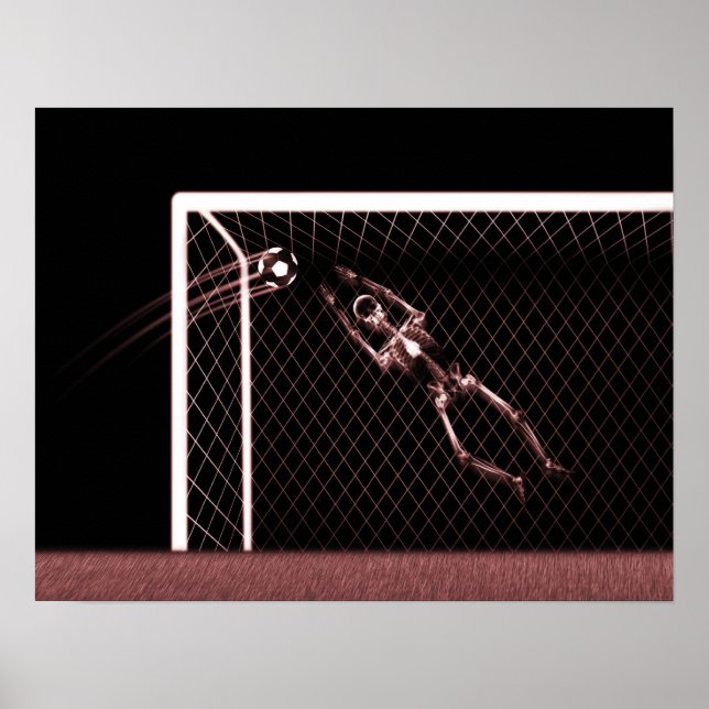 PÓSTER XRAY SKELETON SOCCER GOALIE RED (Frente)