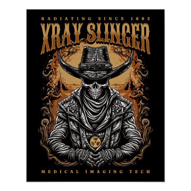 Póster XRay Slinger Skeleton Cowboy (Anverso)
