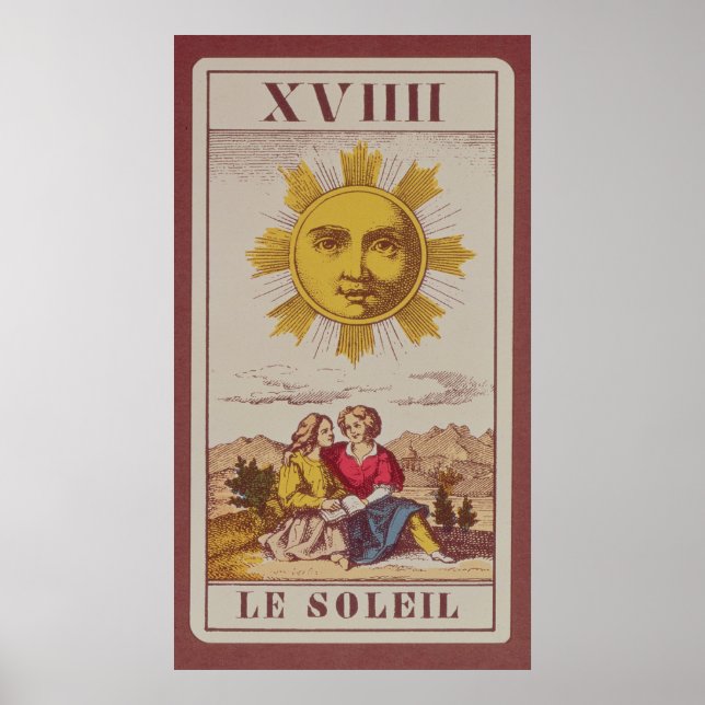 Póster XVIIII Le Soleil, tarjeta tarot francesa del Sol (Frente)