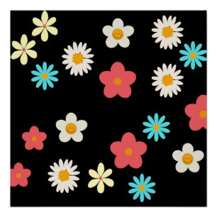 Póster Y2K negrita Flor salvaje vibrante arte de primaver