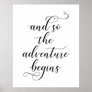 Póster Y así la aventura comienza con la cita boda