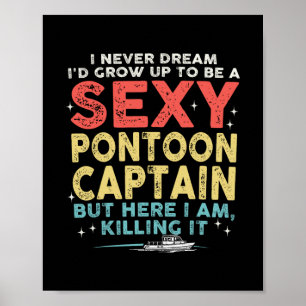 Póster Y Capitán de Pontón Vacaciones en Barco Vida en el