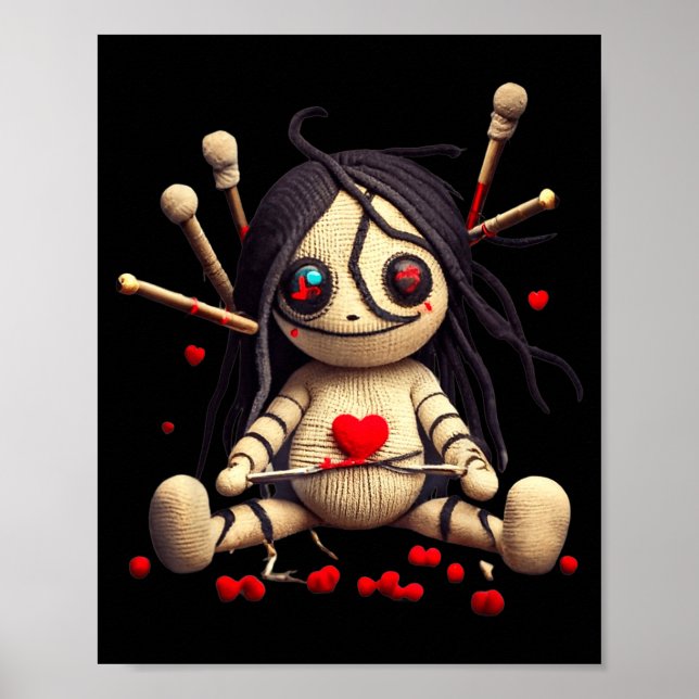 Póster Y Cute Sitting Voodoo Doll Halloween Valentine Day (Frente)