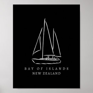 Póster Y De Islas Nueva Zelanda Recuerdo Grupo De Yates M